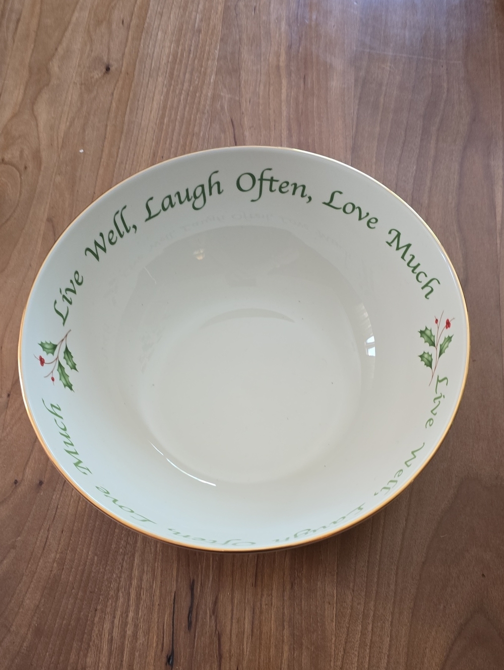 Live Well, Laugh Often, Love Much Cream Holiday Serving Bowl